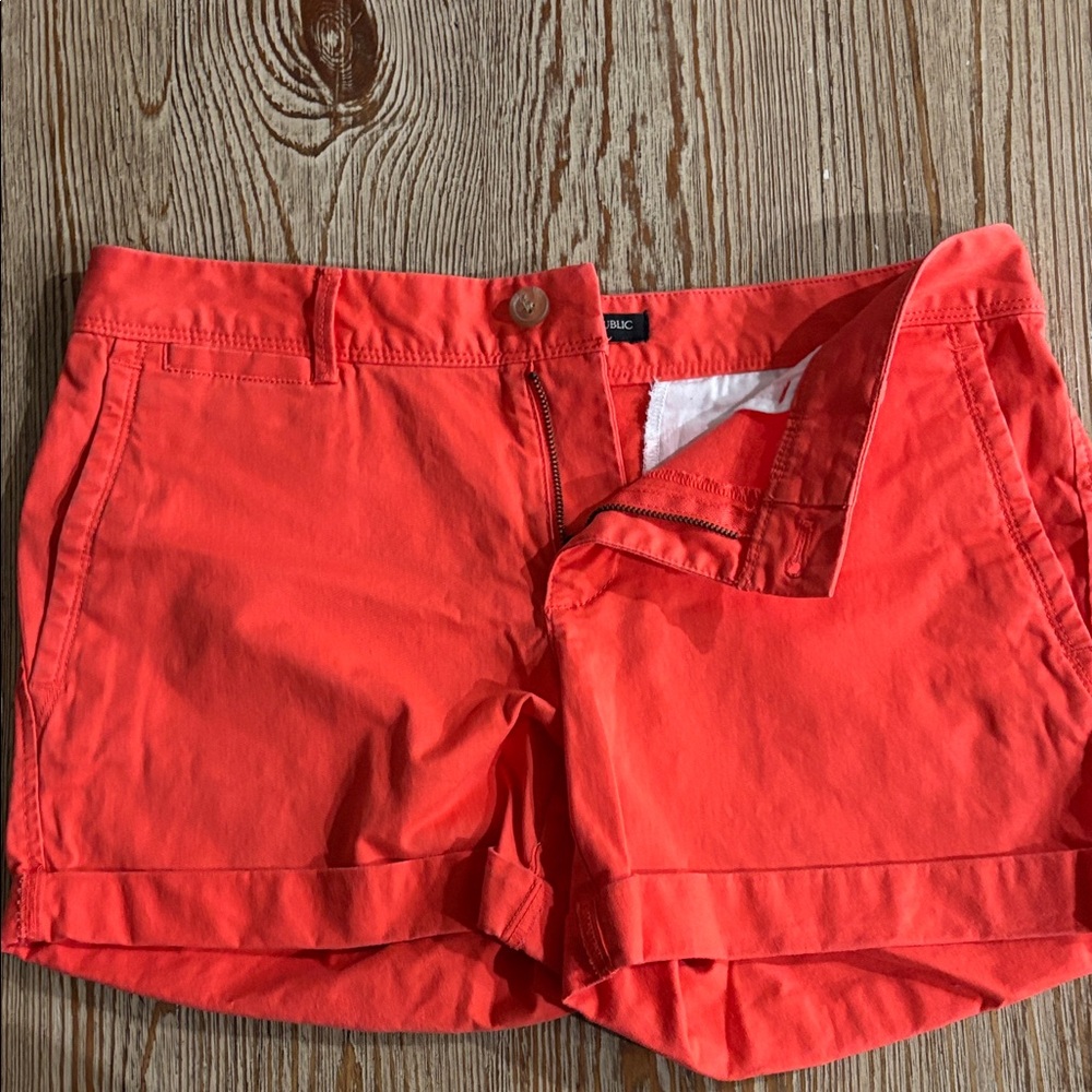 Banana Republic Coral Pink Casual Cotton Bermuda Shorts